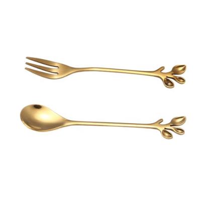 China Fashionable Shape Handle Leaf Color Rose-gold Stainless Steel Multifunctional Spoon for sale