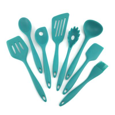 China Sustainable Environmentally Friendly Silicone Green 8 Piece Kitchen Utensil Set for sale