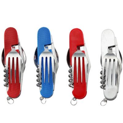 China Multifunctional Open Slide Combination Tableware Stainless Steel Camping Utensils for sale