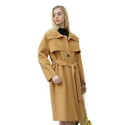 China Autumn Waterproof Winter Ladies Long Woolen Coat Women Cashmere Wool Fabric Elegant For Coat for sale