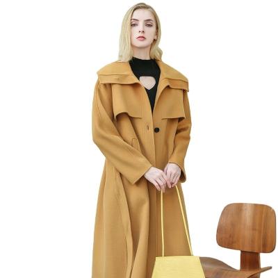 China Autumn And Winter Women's Coats Girls Jackets Waterproof Woolen Solid Turn Down Collar Long Coats For Women for sale