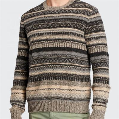 China Manufacturer Mens Vintage Sweater Anti-Wrinkle Knitwear Striped Crew Neck Pullover Sweater For Men for sale