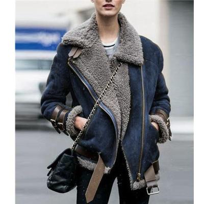 China 2021 Winter Anti-wrinkle Autumn Sherpa Plus Size Luxury Women's Coat Faux Suede Fluffy Motorcycle Warm Jackets For Women for sale