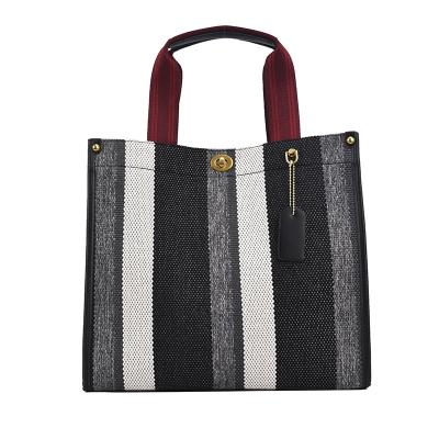 China 2021 Fashion New Design Style Luxury Women Tote Bags Stripe Ladies Purses And Handbags For Women Shoulder Bags for sale