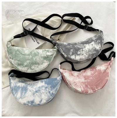 China 2021 Fashion Hotsale Women Cross - Body Bags Scribble Print Tie Dye Canvas Fanny Pack Women Shoulder Bags for sale