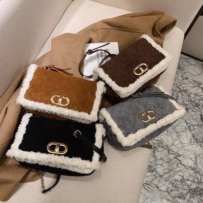 China 2021 Luxury Autumn Winter New Design Fluff Handbags For Women Designer Handbags Famous Brand Ladies Shoulder Bags for sale