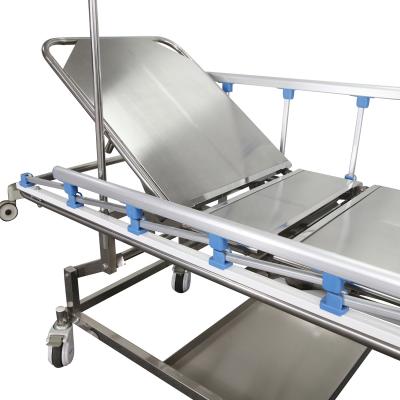 China Commercial Medical Used Furniture Stainless Steel Ambulance Two Crank Stretcher Trolley for sale