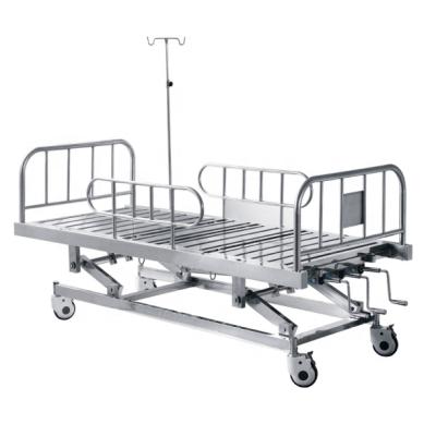 China Commerical Furniture Hospital Furniture Stainless Steel Triple Function Manual Hospital Bed for sale