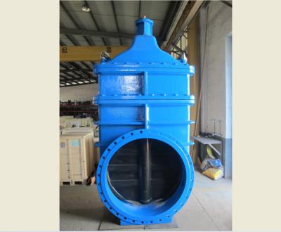 China DN1200 PN10 General Resilient Seated Non-Rising Gate Valve Stem Shaft ISO Bare Top Flange For Gearbox And Handwheel for sale