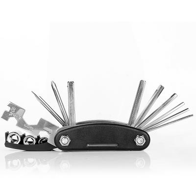 China S/S 2Cr13 16 in1 Mini Portable Repair Tools Multifunctional Bicycle Repair Tools for Outdoor Travel Emergency Maintenance Tools for sale