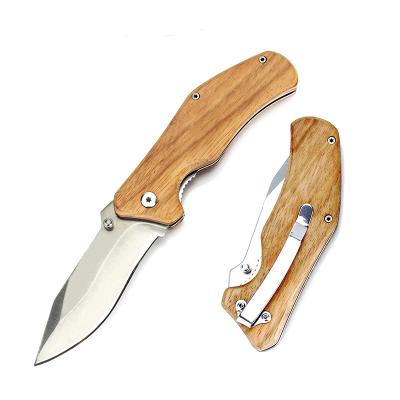 China Slide Open 2022 Popular High Quality Hot Sell Essential Folding Knife Pocket Knife With Zebra Wood Handle for sale