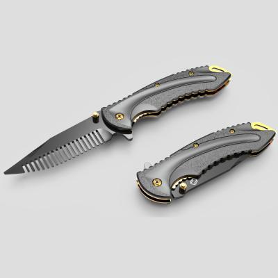 China 2022 Open Slide Design Special High Quality Plating Knife Titanium Essential Folding Pocket Knife With Aluminum Handle for sale