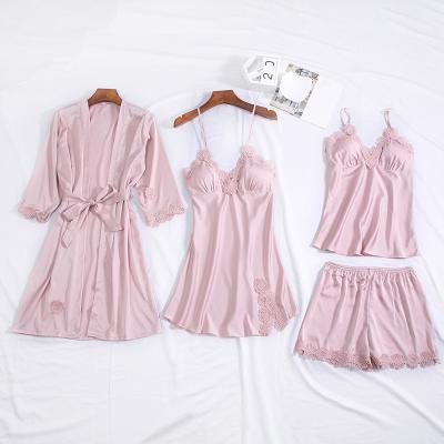 China OEM/ODM pijamas-por-maire sleepwear women night QUICK DRY robes for woman long robe silk women's loungewear satin pajama set wholesale for sale