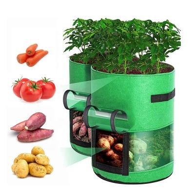 China OEM Durable Factory Customized Fabric Pot Garden Grow Bag With Transparent Fin Low MOQ For Home Plants for sale