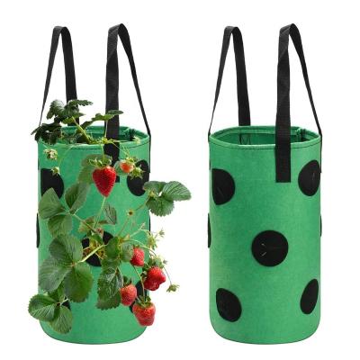 China Durable Felt Strawberry Grow To Bag Non Woven Fabric Vertical Garden Plant Sack Potato Planter Hanging Vegetable Bag for sale