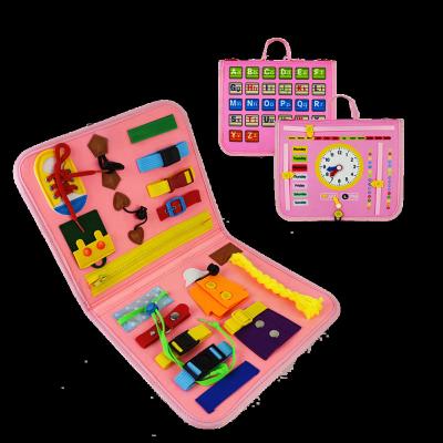 China Durable 27 in 1 Montessori Preschool Educational Toys Play Activity Board Sensory Toys Busy Board for Toddlers for sale