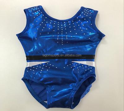 China New style comfortable and stretchy girls mystic gymnastics sleeveless leotard tights with shinny rhinestones for sale