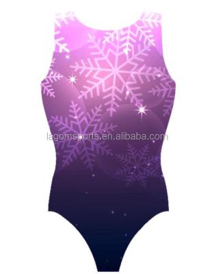 China Comfy Sublimated Patterned Lycra Shade Sleeveless Girls Gymnastic Wear for sale