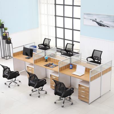 China Customized Solid Wood Desk Customized Office Furniture 4 Seat Office Workstation Meeting Table Computer Partition Computer Partition with Cabinet for sale