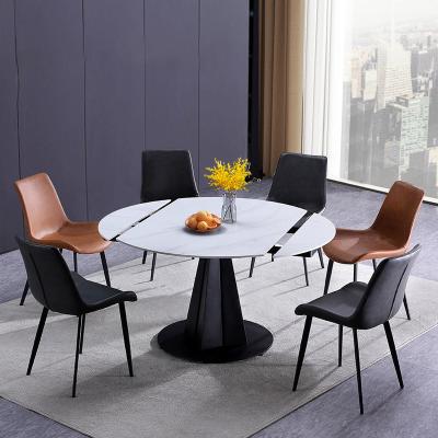 China High Quality Simple Extendable Clear Marble Dining Table 4 Round Shape Furniture Marble Dining Table Chairs for sale