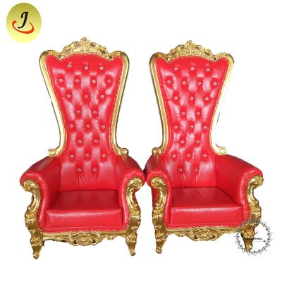 China Fashion modern design hotel chair JC-K01 style red color wedding king chair golden throne chair for sale