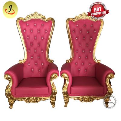 China Fashion modern design hotel chair JC-K02 new product style red color wedding king chair throne golden chair for sale