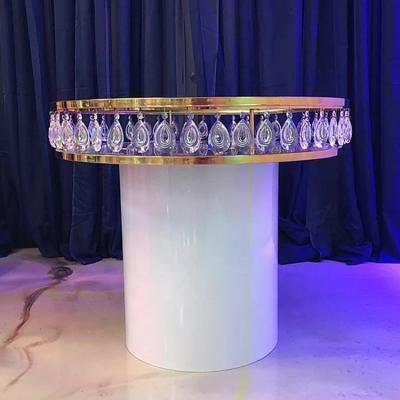 China Wedding Furniture Gold Design Round Stainless Steel Modern Wedding Cake Table for sale