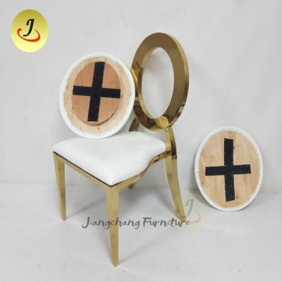 China Modern Stainless Steel Gold Frame Metal Banquet Chair JC-SS01 White Wedding for sale