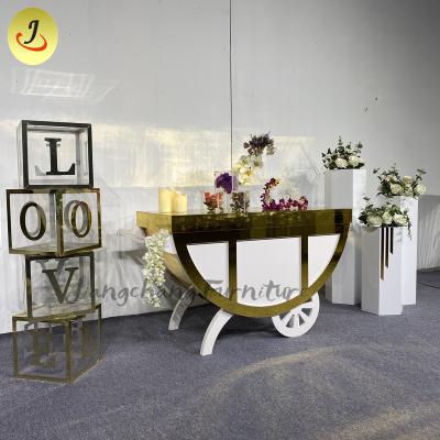 China JC-WD10 Durable Garden Decoration Flower Display Cart Stand White Wedding Party Cart for sale