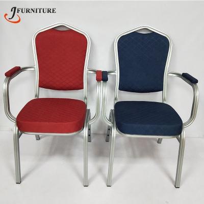 China Luxury cheap hotel chair armrest aluminum iron wedding banquet chair for sale for sale