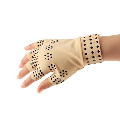 China Anti-slip Fiber / Silicone Hand Sanitary Protection Anti-slip Magnetic Pressure Care Gloves Half Finger for sale