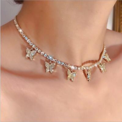 China FASHIONABLE Women18k Romantic Gold Plated Jewelry Necklace Cubic Butterfly Choker Necklace for sale