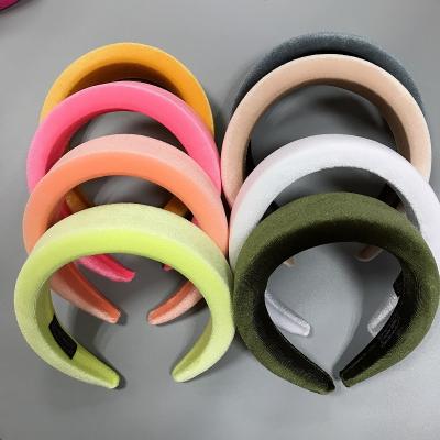 China Fashion Fashion Hair Wholesale Hot Circle 28 Colors Velvet Women Sponge Headband for sale