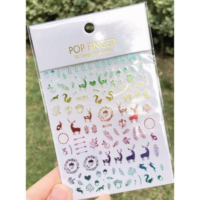 China Fashionable Me180-197 colorful gold 3D  Laser  Christmas  Design Nail Art Stickers Decals Decorations for sale