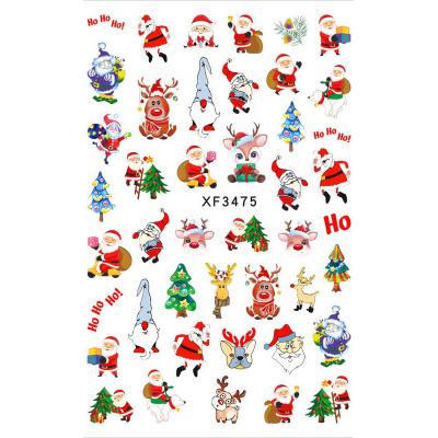 China Fashionable XF3473-XF3484 3D Christmas Nail Stickers Xmas Nail Art Decorations Decals Cartoon Fish Nail Wraps for sale