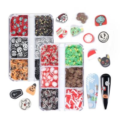 China Fashionable 3D Cute Christmas Polymer Slice Decoration Halloween Evil Nail Art Stickers for sale