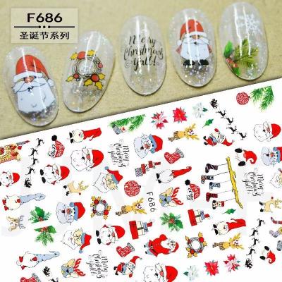 China Fashionable F682-F691  Newest  Christmas Cartoon Nail Art Sticker Halloween Nail Wraps Nail Art Xmas Decorations Decals for sale