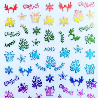 China Fashionable A Series  3D  Xmas Nail Art Decorations Decals Flower Butterfly Star Moon Wraps  Christmas Nail Stickers for sale