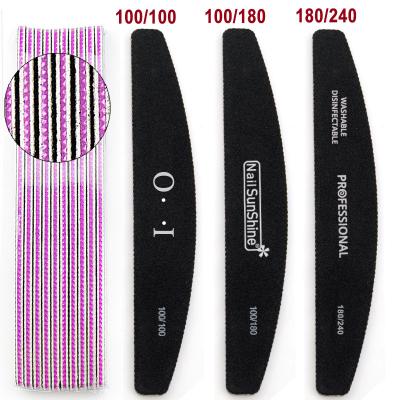 China Durable Personalized Wholesale Durable EVA Grinding Tool Abrasive Manicure File Half-moon  Black Nail Files for sale