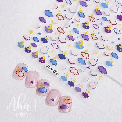 China Fashionable Aha 026-034  Ins Hot Cartoon  Bear Nail Art Stickers Smile Sunflower Nail Decals Decoration for sale