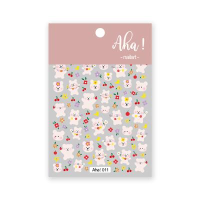 China Fashionable Aha 001-012 3D Cartoon Fruit Peach Nail Stickers Heart Design Rainbow Nail Decals Decoration for sale