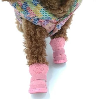 China S-XXL Viable Winter Warm Shoes For Dogs 4Pcs/Set Cute Dog Boots Snow Cotton Blend Walking Puppy Sneakers Pet Supplies for sale