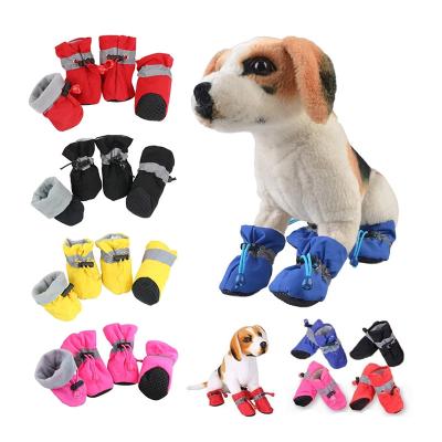 China 4pcs/set Sustainable Waterproof Winter Dog Shoes Deep Warm Boots Anti-Slip Soft-soled Shoes For Small Cats Dogs Booties Booties for sale