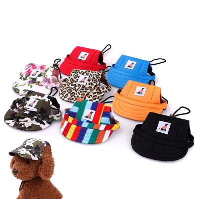 China Small Dog Viable Outdoor Adjustable Sunscreen Adjustable Outdoor Sunscreen Dog Hat Canvas Dog Pet Supplies Windproof Accessories for sale