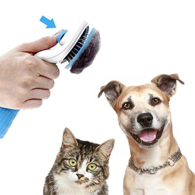 China Durable Pet Hair Removal Comb Grooming Brush Stainless Steel Cats Comb Brushes Pet Dematting Automatic Non-Slip Comb for Dog and Cats for sale