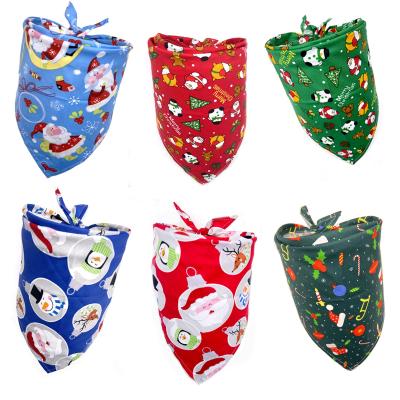 China Wholesale Cotton Viable Christmas Pet Accessories Cotton Printed Dog Bandana Pet Ties Dog Accessories for sale