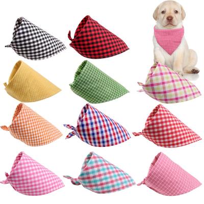 China Viable Popular Plaid Cotton Pet Triangle Bandage Dog Bandana Pet Accessories For Cat And Dog for sale