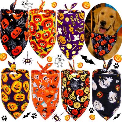 China 2021 New Design Halloween Dog Dog Print Cotton Viable Triangle Bandana Accessories Pet Bandana Dog Ties Dog Scarves for sale