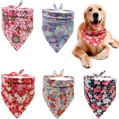 China Floral Printed Ethnic Style Cat Dog Scarf Pet Accessories Dog Bandage New Design Viable Triangular Pet Bandana Cotton for sale