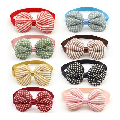 China New Viable Dog Cat Bow Ties Pet Neck Cat Collar Cute Stripe Star Design Dog Ties Pet Accessories for sale